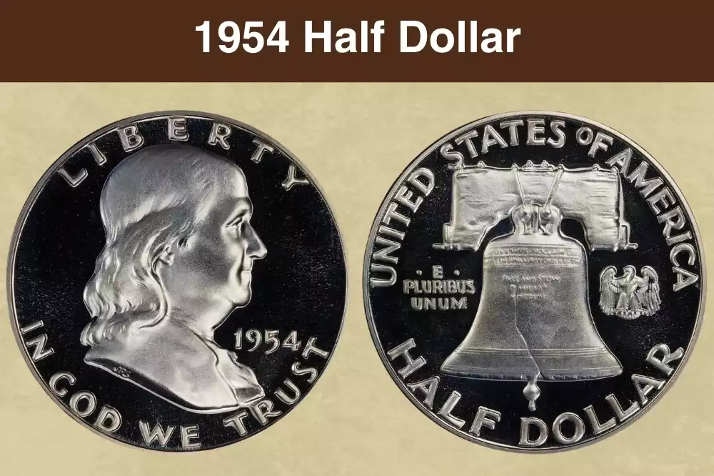 1954 Franklin Half Dollar obverse showing Benjamin Franklin portrait and reverse showing Liberty Bell